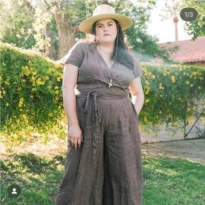 notPERFECTLINEN Brown Jumpsuit